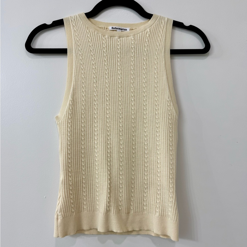 Reformation Serena Cable Sleeveless Sweater Tank